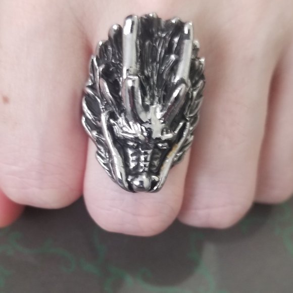 Stainless Steel Dragon Head Ring – Size 7.5, Antiqued Finish, NWT New in box - Picture 7 of 7
